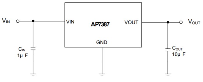 Application Circuit Diagram - Diodes Incorporated AP7387 Low Dropout (LDO) Voltage Regulators